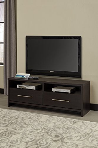 ClosetMaid Media Stand Entertainment Center with Cabinet Drawers, Open Shelves, 55 in. Wide, for Living Room, Den, Game Room, Black Walnut Finish - color: Black Walnut, style: Media Stand