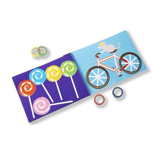 Melissa & Doug Tape Activity Book for Kids with 4 Easy-Tear Tape Rolls (Blue, Green, Red, Yellow) & 20 Reusable Scenes on Spiral-Bound Sheets, Road Trip Activities & Travel Toys for Kids Ages 4+ - size: 0.45 inch