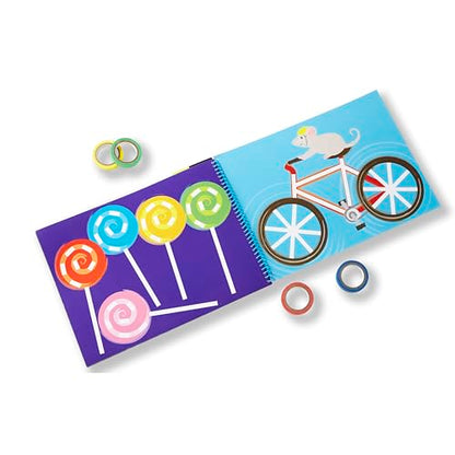 Melissa & Doug Tape Activity Book for Kids with 4 Easy-Tear Tape Rolls (Blue, Green, Red, Yellow) & 20 Reusable Scenes on Spiral-Bound Sheets, Road Travel Toys for Kids Ages 4+, 0.45 inch (Pack of 2) - size: 0.45 inch (Pack of 2)