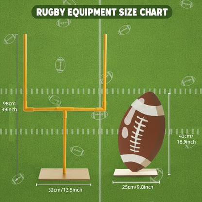 2 Pcs Football Goal Post Decoration Yard Signs Including 39" x 20" Field Goal Post 16" x 11" Football Standees Wood Fiber Board and PVC for Sports Themed Party Game Day Birthday Lawn Outdoor Supplies