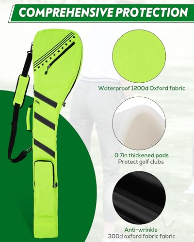Big Teeth Golf Sunday Bag, Small Golf Bag Lightweight, Par 3 Golf Bag for A Few Clubs Driving Range, Practice with Carry Shoulder Strap Foldable Multi-Colour - color: Neo Green