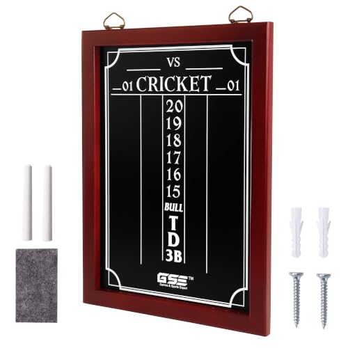 GSE Games & Sports Expert Chalk Dart Scoreboard for Dart Board Cricket & 01 Dart Games with Chalks and Chalk Wipe (Standard/Large) - style: Large