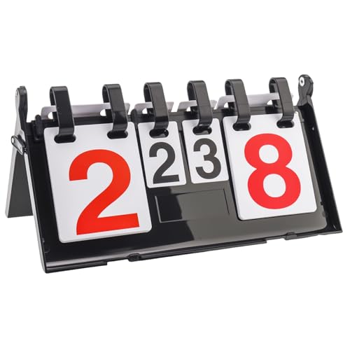 4-Digit Flip Scoreboard - Portable Score Keeper with Red/Black Numbers, Waterproof & Double-Sided for Baseball, Basketball, Volleyball, Cornhole, Tabletop