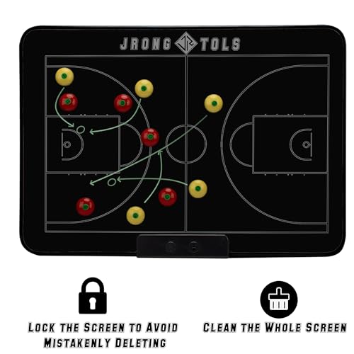 Double-Sided Electronic Coaching Board 15.5 Inch LCD Screen Basketball Tactical Coach Board with Stylus Pen, Dry Erase Pen and Eraser, Magnets for Training Teaching