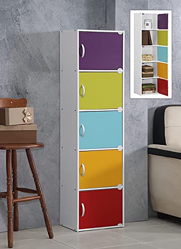 HODEDAH IMPORT Bookcase, Rainbow, 5 Door - color: Rainbow