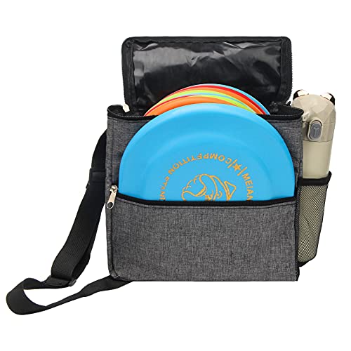 Windspeed Cadet Disc Golf Bag, Portable Waterproof Disc Golf Bag with 10 Discs Capacity, Pro Disc Golf Bag Small with Adjustable Strap, Starter disc Golf Bag for Women and Men (Grey)