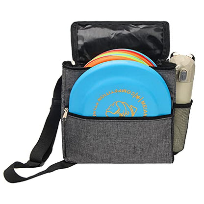 Windspeed Cadet Disc Golf Bag, Portable Waterproof Disc Golf Bag with 10 Discs Capacity, Pro Disc Golf Bag Small with Adjustable Strap, Starter disc Golf Bag for Women and Men (Grey)