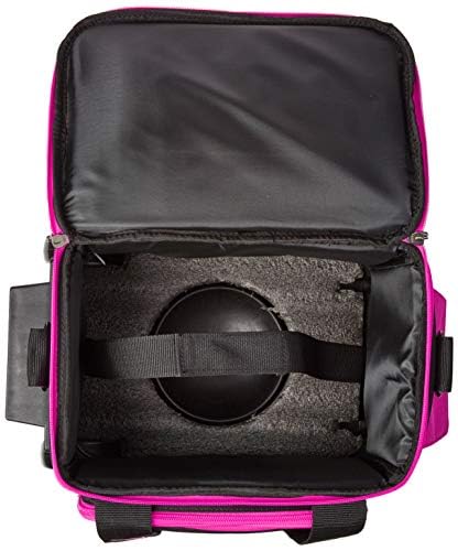 BSI Dash Roller Bowling Bag with Smooth Rolling Wheels, Padded Ball Compartment, Retractable Locking Handle, & Shoe Pocket - color: Black/Pink/Gray, style: Single