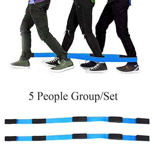 Cooperative Legged Race Band, Team Building Game for Outdoor Birthday Party, Adjustable Elastic Ankle Strap with Zippered Carry Bag for Children and Adults - style: A set of 5 people