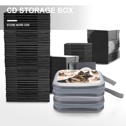German Shepherd Dog Lovers Portable CD Case Holder,DVD Wallet Holder 40 Capacity CD Cases Storage DVD Book Binder for Car Home Travel - color: German Shepherd Dog Lovers