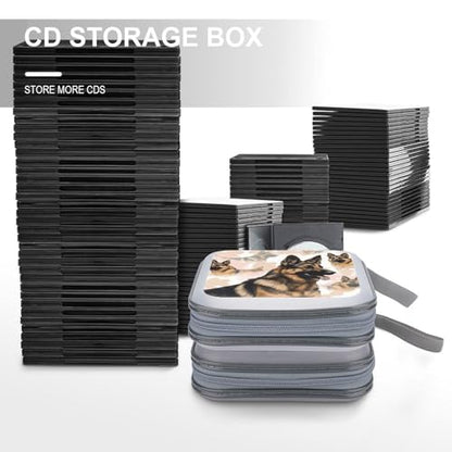 German Shepherd Dog Lovers Portable CD Case Holder,DVD Wallet Holder 40 Capacity CD Cases Storage DVD Book Binder for Car Home Travel - color: German Shepherd Dog Lovers