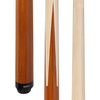 ASKA Sneaky Pete Pool Cue Stick 58", Maple Spliced Exotic Wood, 13mm Tip, 5/16x18 Joint, Wrapless Billiard Cue, 2-Piece Construction - size: 20-Ounce