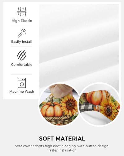 Savannan Office Chair Cover, Thanksgiving Fall Pumpkin Sunflower Protective Stretch Elastic Universal Cover for Desk Task Chair,Computer Rotating Chair 1 Pcs Maple Leaf Butterfly Linen