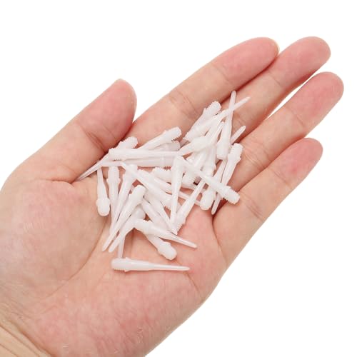 YOKIVE 50 Pcs Plastic Dart Tips, Game 2BA Thread Soft Darts Tips Replacements Dart Accessory | Indoor Outdoor Play (White)