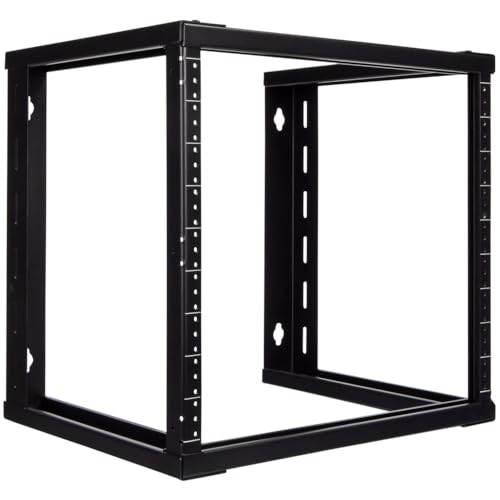 NavePoint 9U Wall Mount Rack - Server Rack for 19 Inch IT Equipment Open Frame Rack – Network Rack for AV & Server Equipment 16” Deep Rack, Black - size: 9U