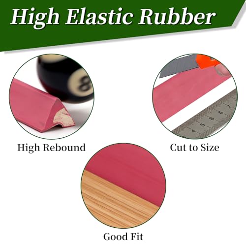K66 42'' 8ft Pool Table Bumper Replacement Kit Set of 6, Premium Rubber Rail Cushions with Cushion Facings, DIY for Home & Club Billiard Tables