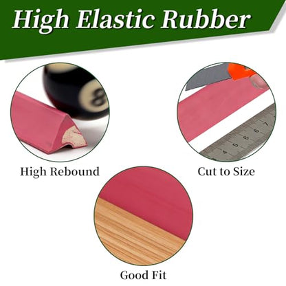 K66 42'' 8ft Pool Table Bumper Replacement Kit Set of 6, Premium Rubber Rail Cushions with Cushion Facings, DIY for Home & Club Billiard Tables
