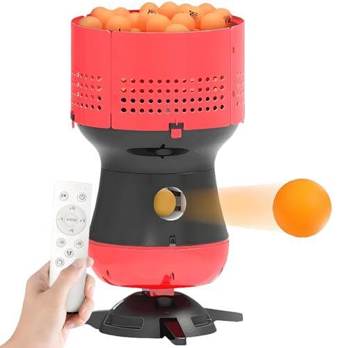 Automatic Ping Pong Ball Launcher Machine,Cordless Control,Table Tennis Serving Robot,Speed Spin Frequency Adjustable,for Practice Training Main - size: Ma"