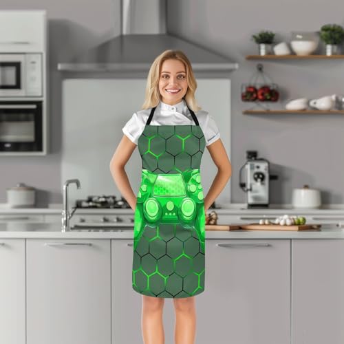 Castle Fairy Basketball Kitchen Apron - color: Gamepad Green