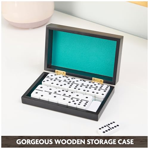 Spin Master Games, Cardinal Legacy Deluxe Double-6 Dominoes, Classic Board Game Set of 28 Dominoes in Lined Wooden Case, for Kids & Family, 1-4 Players, for Ages 8 & Up - color: Double 6 Dominoes