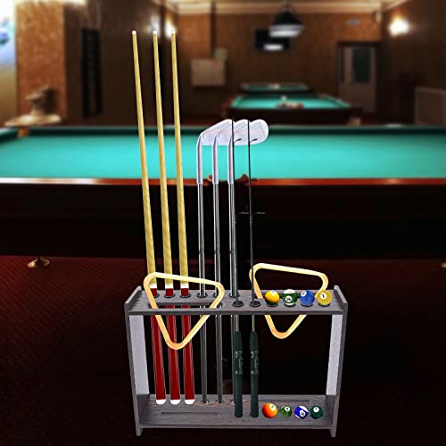 Golf Clubs Billiards Pool Cue Rack, Holds 12 Billiards Stick, 2 Pool Triangle Racks and Billiards Accessories Pool Balls, Pool Tables Organizer Display Stand - style: style 3