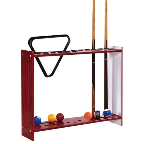 12-Cue Pool Rack Floor Stand – Mahogany Wood Billiard Stick Holder, Freestanding Pool Cue Ball Storage for Home Club，Mahagoni，73 * 17 * 57Cm - color: Mahagoni