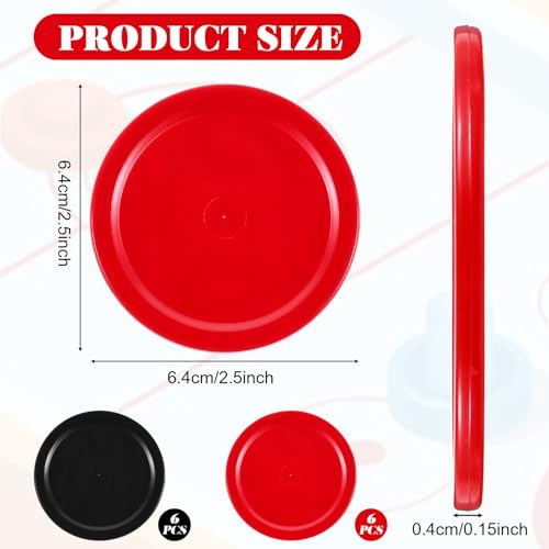 12 PCS 2.5 Inch Air Hockey Pucks, Replacement Air Hockey Pucks Set Durable Puck for Game Tables, Accessories (Red, Black)