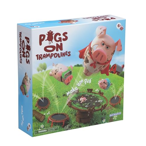 Pigs on Trampolines Board Games – Family Game, Kids Games, Multi-Player, Board Games for Family Night, Preschool Toys, The Muddiest Pig Wins The Game, Hand-Eye-Coordination Game, Ages 6+ - style: Pigs on Trampolines