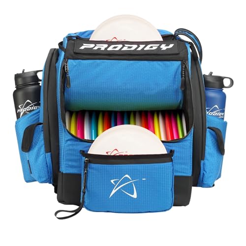 Prodigy Disc BP-1 V3 Disc Golf Backpack | Backpack Storage with 30+ Disc Capacity | Disc Golf Backpack Bag | Tear & Water Resistant | Golf Accessories for Men | Large Golf Disc Bags - color: Blue
