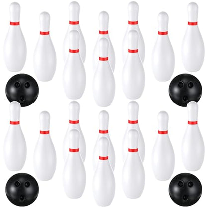 RoundFunny 2 Pack 7.1 Inch Bowling Set, Indoor Outdoor Portable Lawn Game Include 20 Bowling Pins and 4 Plastic Ball for Boys Girls Educational Birthday Gift Party School Toy