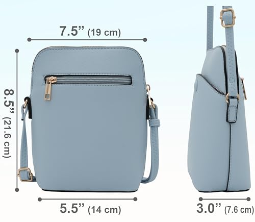 Solene Small Crossbody Bag with Gold Hardware, Mini Shoulder Purse with Adjustable Strap - color: Light Blue