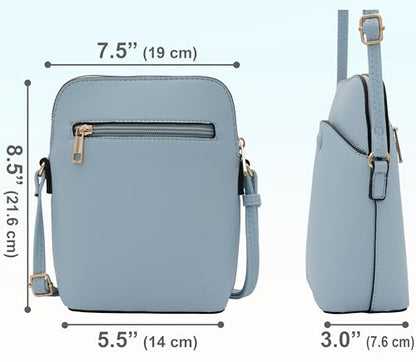 Solene Small Crossbody Bag with Gold Hardware, Mini Shoulder Purse with Adjustable Strap - color: Light Blue
