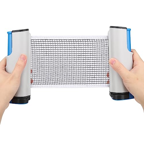 Precise Table Tennis Net Retractable Training Set for Portable Telescopic Grid for Adults and Kids, Plastic, 66.9x5.5 in, 1 Pc - color: Blue Gray