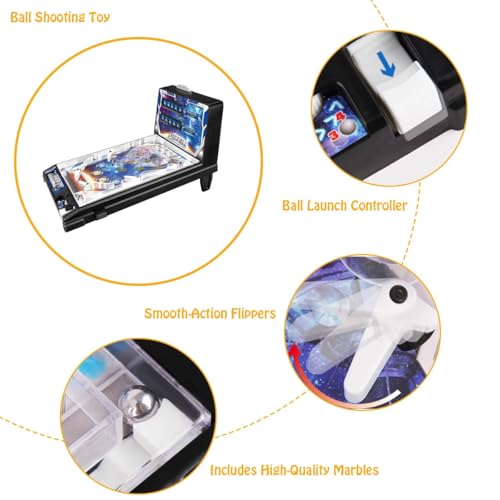 Portable Pinball Machine Toy, Compact Electronic Ball Shooting Game with Scorekeeper, Ideal Mini Arcade Pinball Machine for Travel Parties
