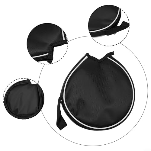 Table Tennis Racket Storage Bag Semicircle Paddles Case Waterproof Oxford Cloth Protective Cover with Hand Strap for Ping Pong Players Indoor Sports Equipment Storage Black(black)