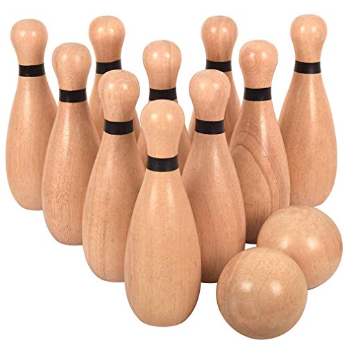 Long game NI-ROU Outdoor Giant Lawn Bowling Games Rubber Wooden Lawn Set Fun Sports Games Outside or Indoor for Family Adults and Kids Backyard Skittles Carrying Bag with 10 Pins and 2 Balls - size: Medium