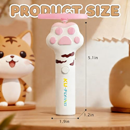 Interactive Cat Toys for Indoor Cats, Rechargeable Flying Disc Launcher with Adjustable Launch Distance & LED Lights, 4 Cat Spring Toys for Bored Adult Kittens, Automatic Cat Toy for Small Dog Fetch
