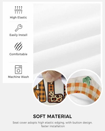 Savannan Office Chair Cover, Autumn Fall Funny Word Protective Stretch Elastic Universal Cover for Desk Task Chair,Computer Rotating Chair 1 Pcs Orange and Beige Lattice