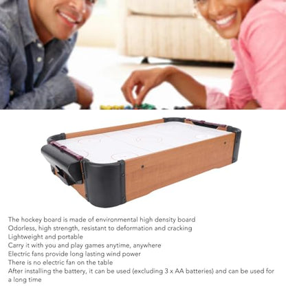 Air Hockey Table, 20 Inch Portable Tabletop Air Hockey, Battery Operated Game Table with Premium Fan and MDF Material, for Kids, Teens, Adults, Indoor, Floor, Dorm Room