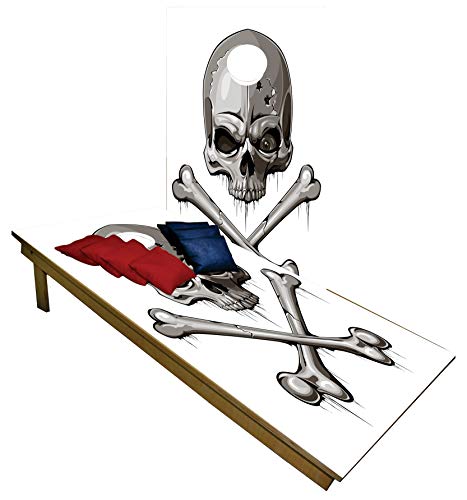 CornholeGamesUSA Handmade Premium Wooden Cornhole Board Set - Skull Series - Handmade in USA, Regulation Size 2'x4', Made of Baltic Birch | Includes 8 Cornhole Bags - color: Style #477