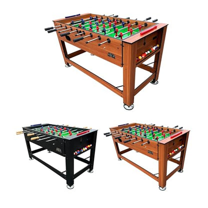KICK Dyad 55" 2-in-1 Multi-Game Table – Foosball & Billiards/Pool Table - color: Brown