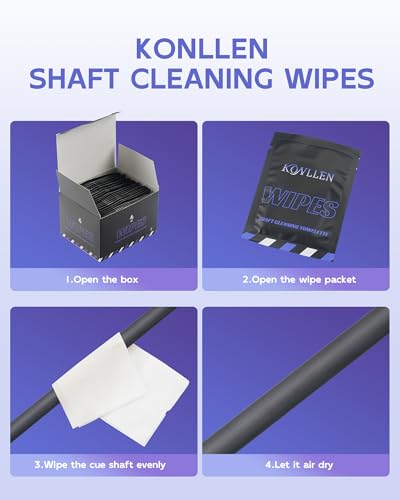 KONLLEN Billiards Billiard cue Towel - 100% Cotton Black 8-Ball Pool Cue Clean Towel Maintenance Accessories Cleaning Set Shaft Wax + Cleaning Powder + - color: Cleaner Wipes