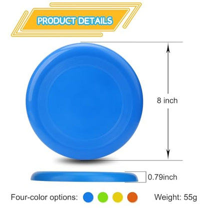 LNCOJOLM 8" Flying Disc Sport Trainning Disc Toy, Beach Toy Outdoor Accessories for Backyard Lawn Park, Birthday Gift Set for Kids Boys Girls, Throwing and Catching Activities (8 Pack)