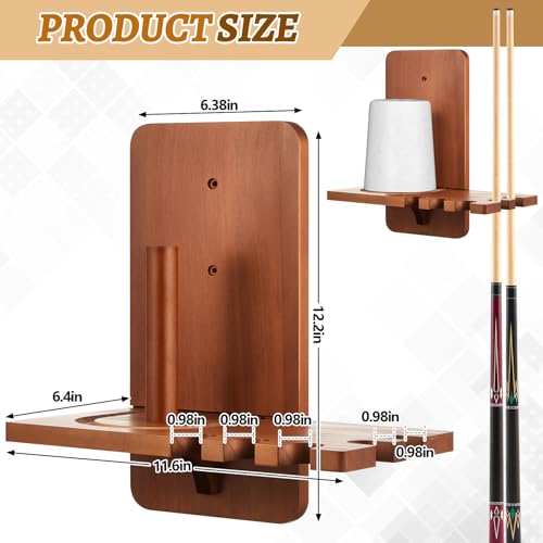 Geelin Wall Mounted Cone Chalk Holder, Wood Pool Hand Chalk Holder with 5 Cue Grooves, Billiards Pool Table Accessories, Billiard Room & Bar(Brown,Classic Style) - color: Brown, style: Classic Style
