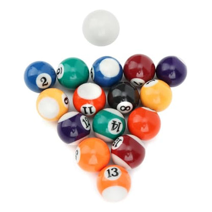 Aramox Billiard Set Billiard Balls 16PCS 32MM Balanced Round Pool Balls with 15 Numbered and 1 Cue for Kids Game Room Family Play