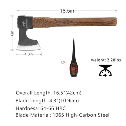 16.5" Throwing Axe, 2 Pack Throwing Axe Set with 1065 High Carbon Steel & Beech Wood Handle, Perfect for Axe Throwing Games, Competition and Recreation, Ideal Gift for Men (Black) - color: 2 Pack Black