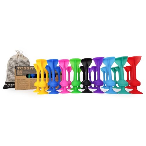 TOSSIT Game Suction Cup Darts, Toss Game Perfect Family and Party, Silicone Throwing Game for Backyard, Indoor and Outdoor Fun - color: Red Cyan Pink Blue Purple Green Blue Yellow