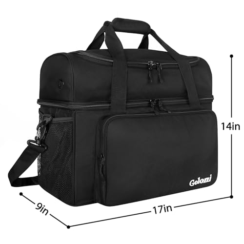 Goloni 2 Balls Bowling Bag with Ball Holder - Fits Bowling Shoes Up to Mens Size 16 and Accessories - color: Black