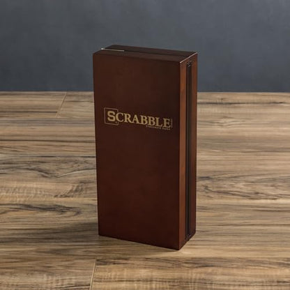 Scrabble Deluxe Travel Edition by WS Game Company | Compact Travel Game Set | Wooden Case with Hidden Storage, Raised Letter Tile Grid, and Magnetic Closure | Scrabble Board Game for 2-4 Players