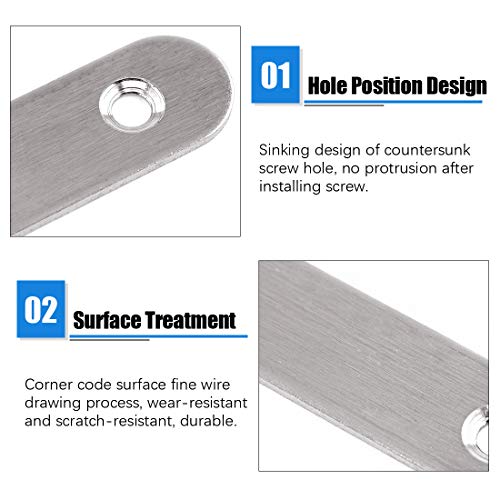 Glarks 20 Sets 60mm/2.4inch Stainless Steel Flat Straight Brace Brackets Mending Joining Plates Repair Fixing Bracket Connector and 40pcs Self Tapping Screws Set (60mm/2.4inch)